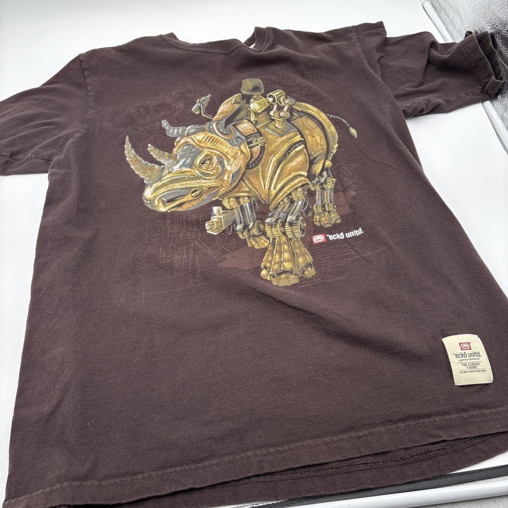 Ecko Unltd T-shirt Brown Men's Size Large Mechanicalā Rhino The Classic Tshirt